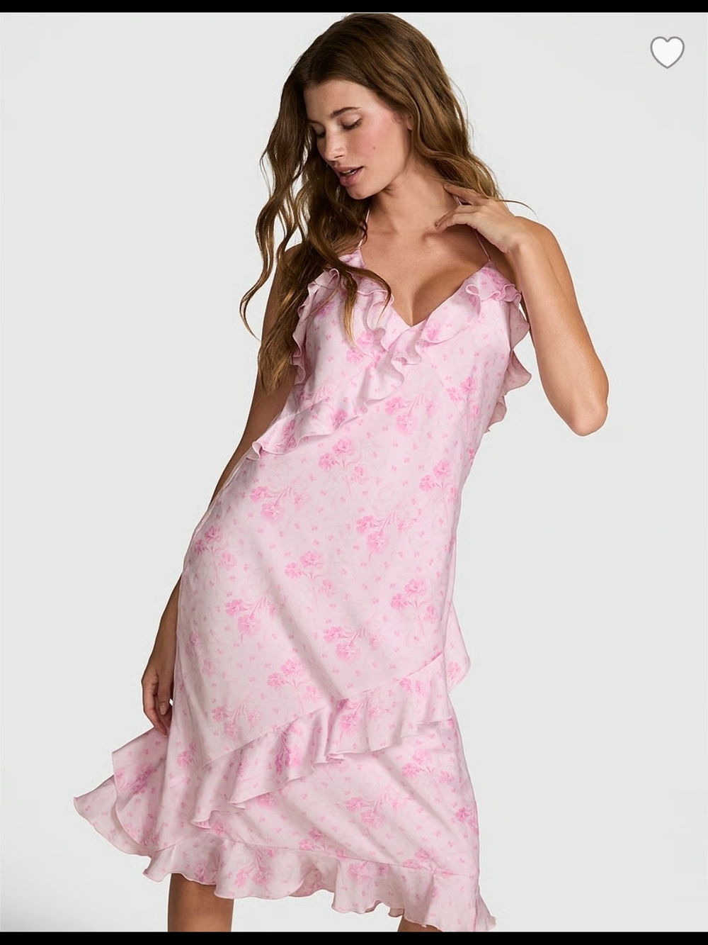 LoveShackFancy Pink Floral Ruffle Midi Dress